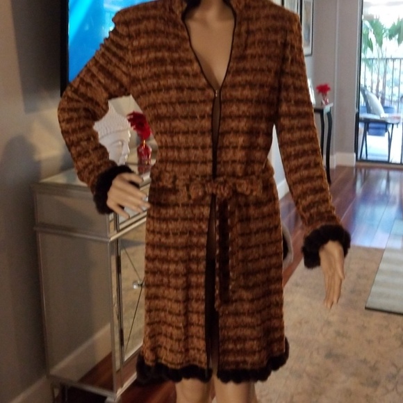 St. John Sport by Marie Gray Sweaters - St John sweater trimmed in rabbit fur